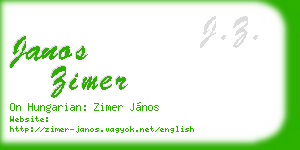 janos zimer business card